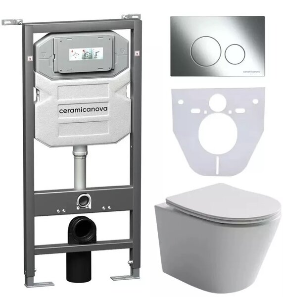 Унитаз с крышкой, инсталляцией и кнопкой смава Сет 4 в 41 Ceramica Nova Balearica CN6000_1001CH_1000