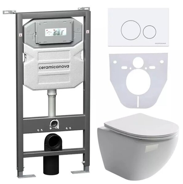 Унитаз с крышкой, инсталляцией и кнопкой смава Сет 4 в 31 Ceramica Nova Metropol CN4002_1001W_1000