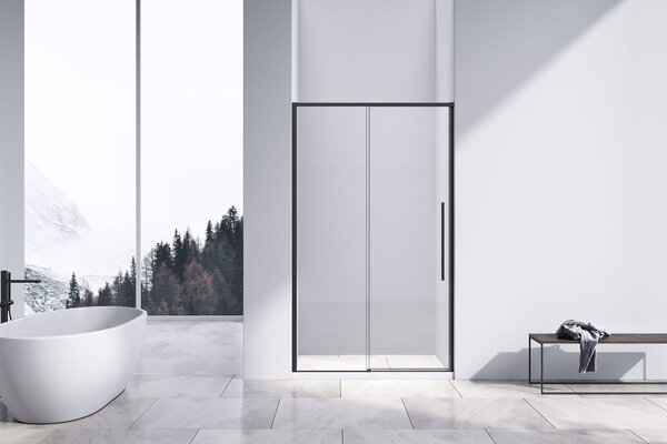 Душевая дверь Vincea Слим-Н (Slim-N) VDS-4SN130CLB 130x195 см, профиль черный матовый. Размер регулировки 1290-1300 мм