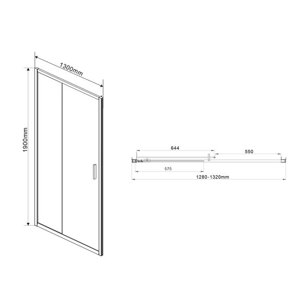 Душевая дверь Vincea Гарда (Garda) VDS-1G130CLGM 130x190 см, профиль вороненая сталь. Размер регулировки 1280-1320 мм