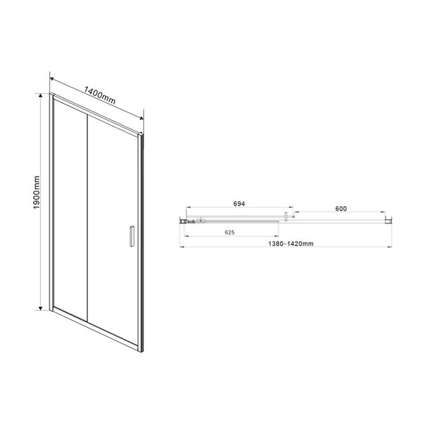 Душевая дверь Vincea Гарда (Garda) VDS-1G140CLGM 140x190 см, профиль вороненая сталь. Размер регулировки 1380-1420 мм