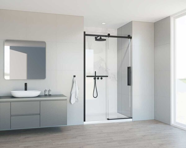 Душевая дверь Vincea Комо Софт (Como Soft) VDS-1CS110CLB 110x195 см, профиль черный матовый. Размер регулировки 1085-1105 мм