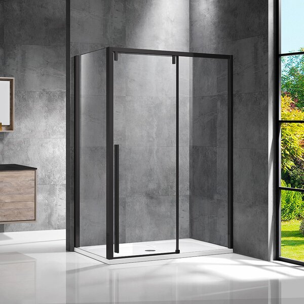 Душевой уголок Vincea Lugano VSR-1L9015CLB-1, 1500*900, черный, стекло прозрачное