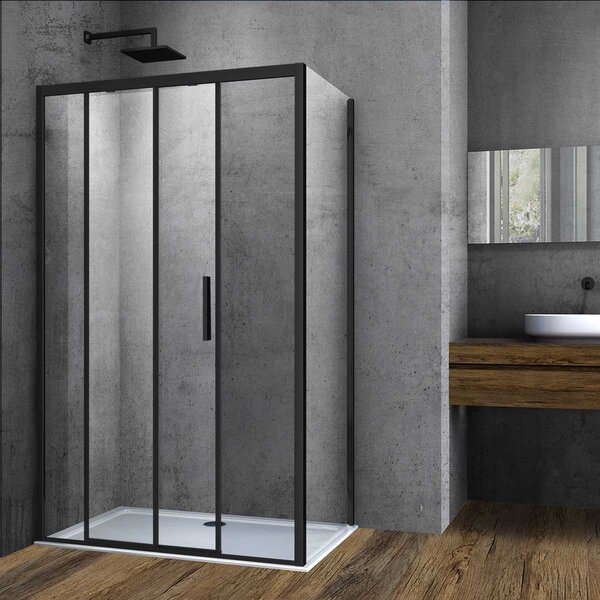 Душевой уголок Vincea Soft VSR-3SO9011CLB, 1100*900, черный, стекло прозрачное