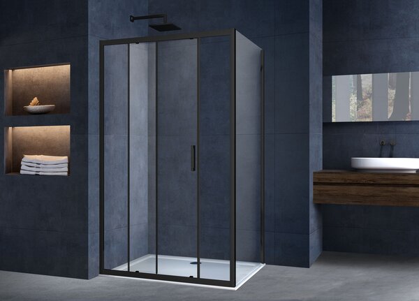 Душевой уголок Vincea Alpha VSR-3AL9012CLB, 1200*900, черный, стекло прозрачное