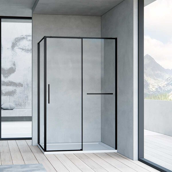 Душевой уголок Vincea Slim Soft VSR-1SS1010CLB, 1000*1000, черный, стекло прозрачное
