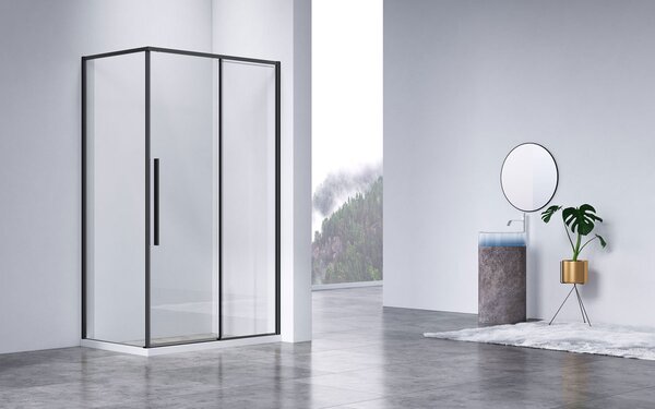 Душевой уголок Vincea Slim-N VSR-4SN8011CLB, 1100*800, черный, стекло прозрачное