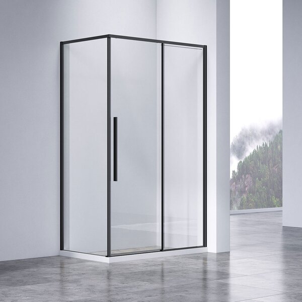 Душевой уголок Vincea Slim-N VSR-4SN9014CLB, 1400*900, черный, стекло прозрачное