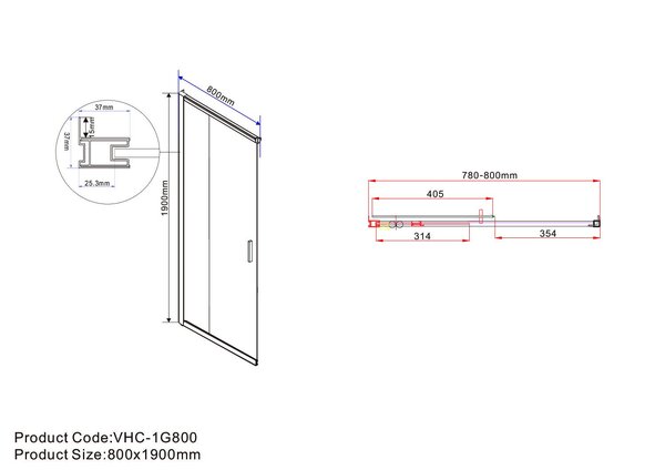 Душевой уголок Vincea Garda VSS-1G8011CLGM, 1100*800, вороненая сталь, стекло прозрачное