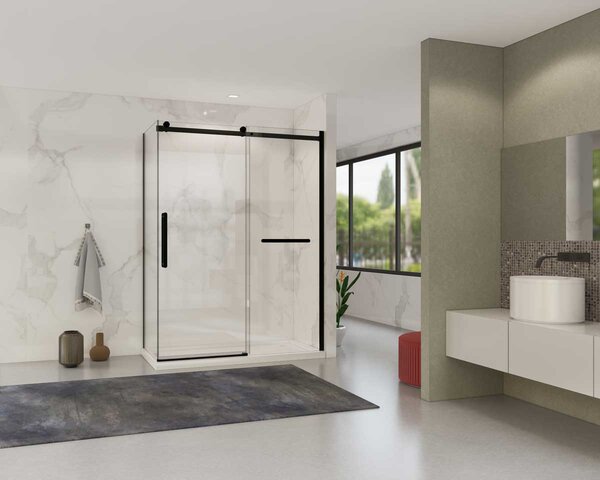 Душевой уголок Vincea Como Soft VSR-1CS8014CLB, 1400*800, черный, стекло прозрачное