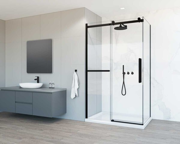 Душевой уголок Vincea Como Soft VSR-1CS9012CLB, 1200*900, черный, стекло прозрачное