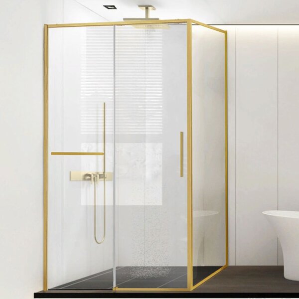 Душевой уголок Vincea Slim Soft VSR-1SS9012CLG, 1200*900, брашированное золото, стекло прозрачное