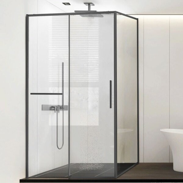 Душевой уголок Vincea Slim Soft VSR-1SS9012CLGM, 1200*900, вороненая сталь, стекло прозрачное