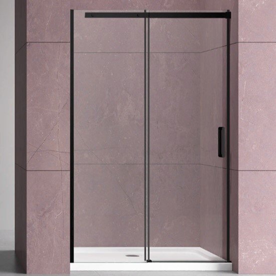Душевая дверь Vincea Дайс (Dice) VDS-4D150CLB 150x200 см, профиль черный матовый. Размер регулировки 1480-1500 мм