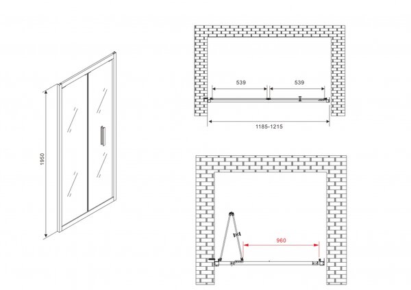 Душевая дверь ABBER Sonnenstrand AG07120B профиль черный 120х195