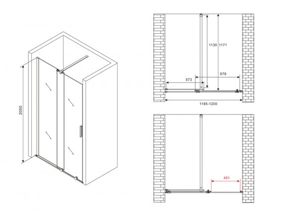 Душевая дверь ABBER Komfort AG90120 профиль хром 120х200