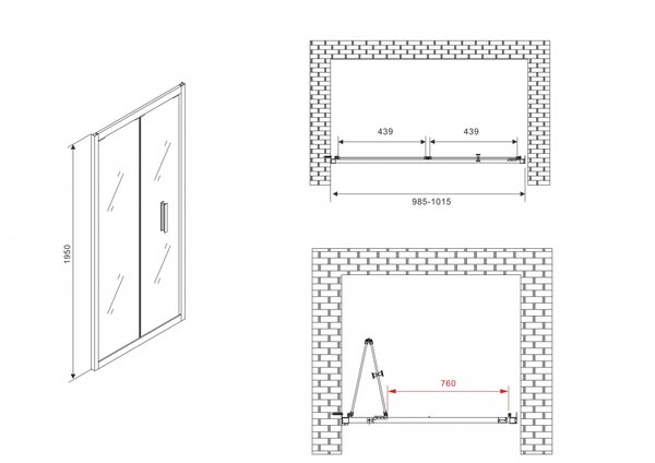Душевая дверь ABBER Sonnenstrand AG07100B профиль черный 100х195