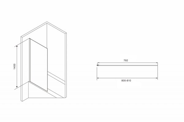 Шторка на ванну ABBER Immer Offen AG71080B неподвижная 80х140 см