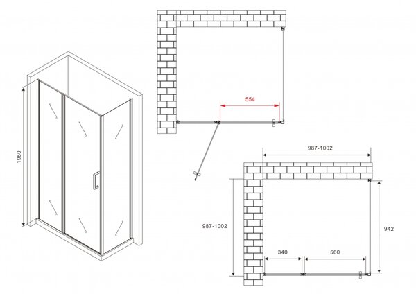 Душевой уголок ABBER Sonnenstrand AG04100S-S100 дверь распашная 100х100