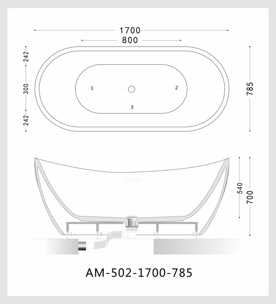 Акриловая ванна ARTMAX AM-502-1700-785 отдельно стоящая
