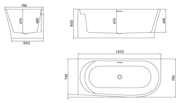 Акриловая ванна BelBagno BB410-1500-780-L 150x80 см со сливом-переливом