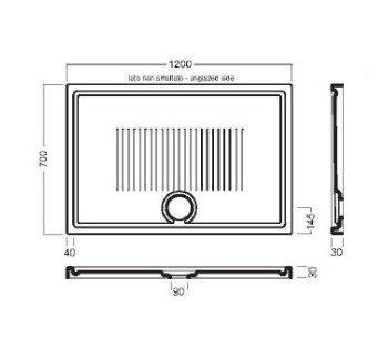 Поддон душевой керамический HATRIA LIF H3 Y1ZZ01 120х70х3