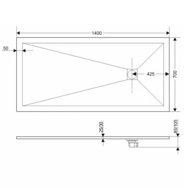 Душевой поддон из искусственного камня RGW ST-0147W цвет белый 140х70