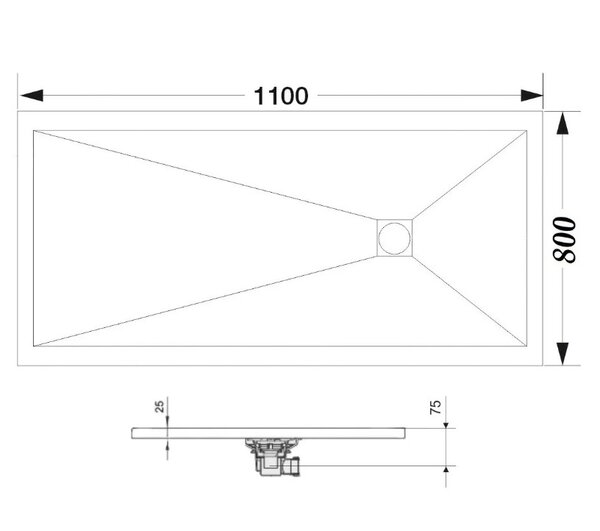 Душевой поддон прямоугольный RGW ST-B Черный 110х80