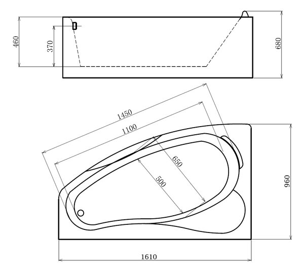 Акриловая ванна Gemy 161х96 G9046 K L с гидромассажем