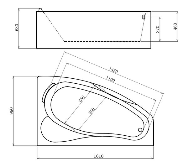 Акриловая ванна Gemy 161х96 G9046 O R с гидромассажем