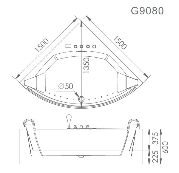 Акриловая ванна Gemy 150х150 G9080