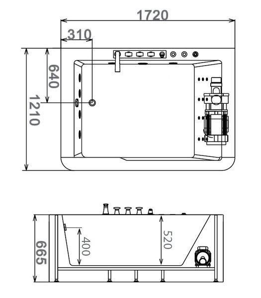 Акриловая ванна Gemy 172х121 G9226 B с гидромассажем