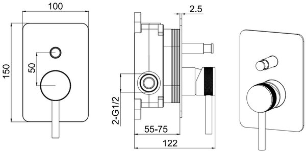 Смеситель для душа Allen Brau Priority X2 5.31011-00 (с внутренней частью) хром