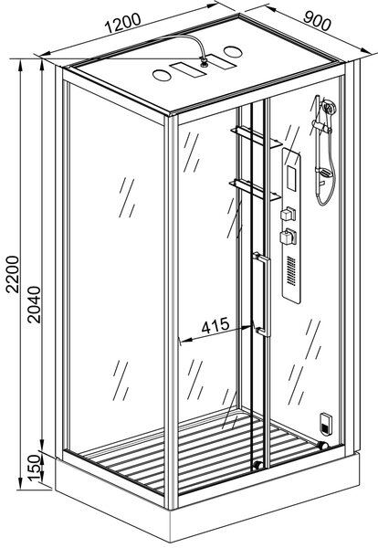 Душевая кабина Deto Z120 KERAVA 120х80х220см