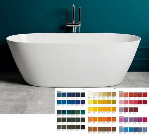 Ванна отдельностоящая Salini SOFIA LIGHT 165х75 с переливом покраска по RAL полностью материал S-Sense  103711GRF покрытие Глянцевое