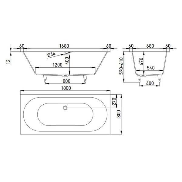 Ванна Salini ORNELLA AXIS 180x80 покраска по RAL полностью материал S-Sense 103411MRF покрытие Матовое