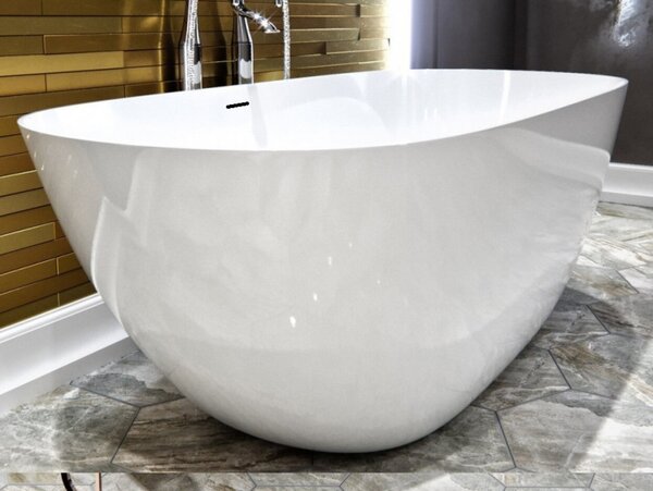 Ванна AquaStone Бали 170х80 из искусственного камня, с щелевым переливом, белый глянец