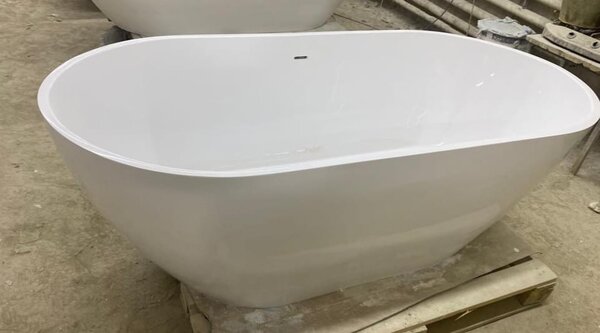 Ванна AquaStone Бали 180х79 из искусственного камня, с щелевым переливом, белый глянец
