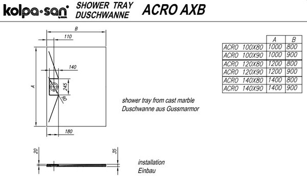 Душевой поддон Kolpa San ACRO 100X90 LM WHITE