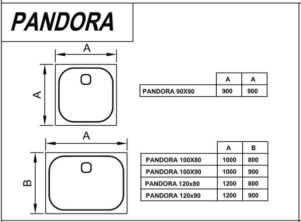 Душевой поддон Kolpa San PANDORA TRAY 100X90 LM WHITE