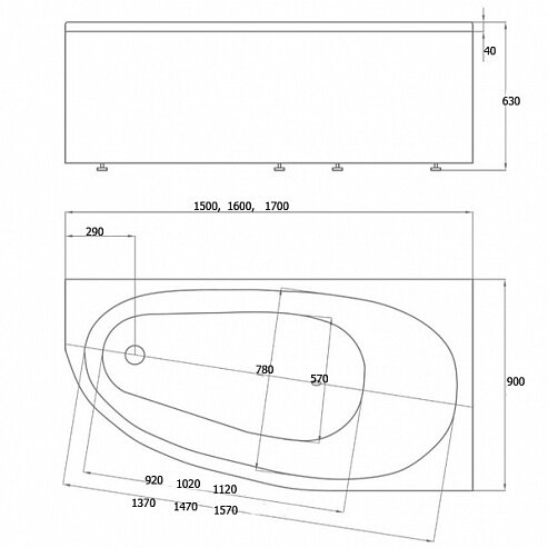 Акриловая ванна Aquatek Дива 150x90 DIV150-0000002 правая