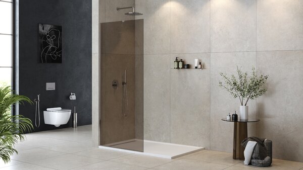 Душевая перегородка Cezares LIBERTA-L-1-TB-110-BR-Cr 110х195 см, стекло тонированное