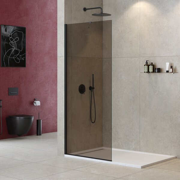 Душевая перегородка Cezares LIBERTA-L-1-TB-110-BR-NERO 110х195 см, стекло тонированное
