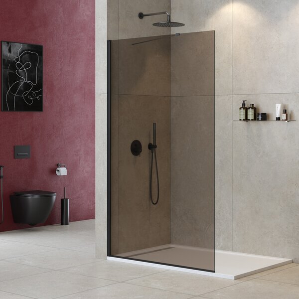 Душевая перегородка Cezares LIBERTA-L-1-TB-120-BR-NERO 120х195 см, стекло тонированное