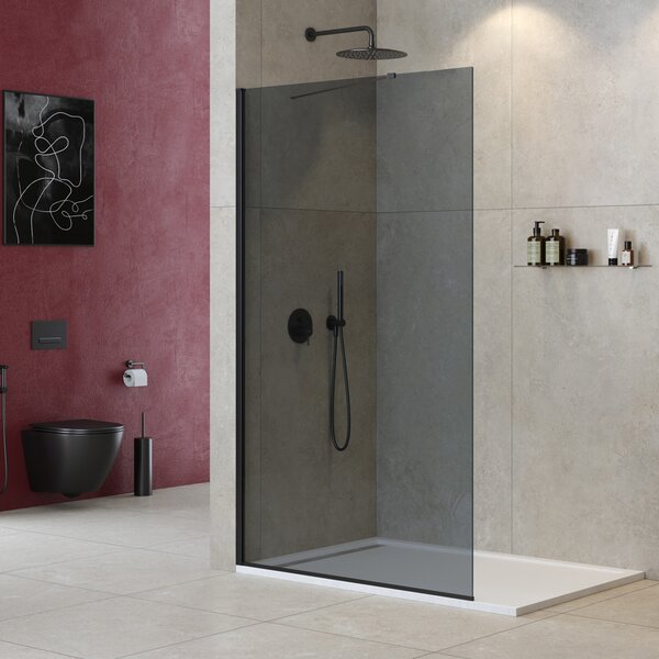 Душевая перегородка Cezares LIBERTA-L-1-TB-120-GR-NERO 120х195 см, стекло тонированное