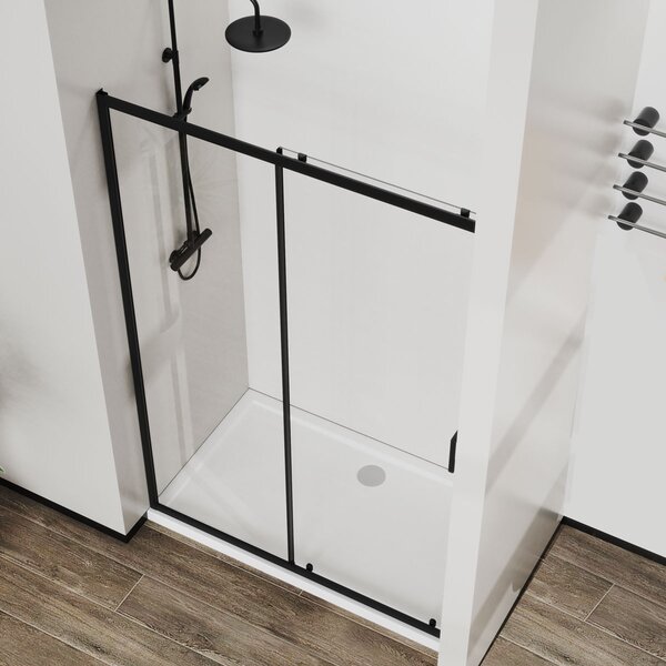 Душевая дверь Vincea Сити (City) VDS-5CT140CLB 140x195 см, профиль черный матовый. Размер регулировки 1370-1410 мм