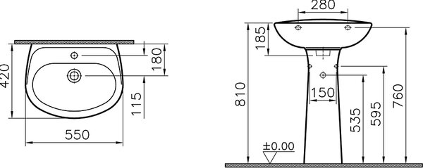 Раковина с пьедесталом Vitra Normus 55 9600B003-7650
