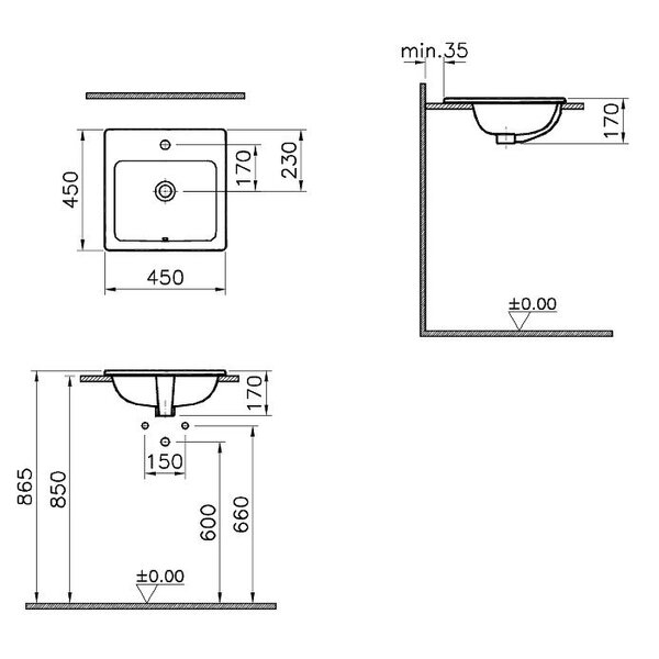 Раковина VitrA S20 45x45 5463B003-0001