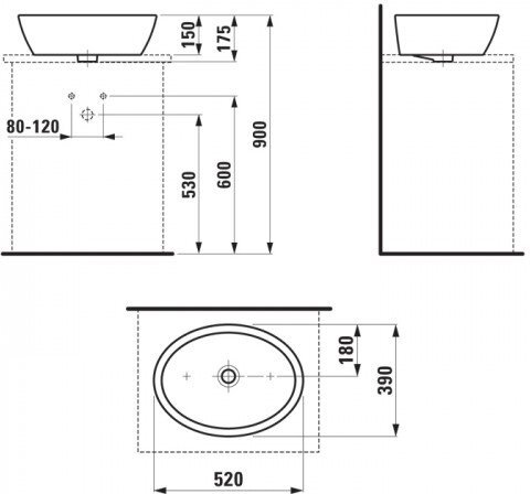 Раковина накладная Laufen Pro 52x39 8.1296.4.000.109.1