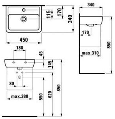 Мини-раковина подвесная Laufen Pro 45x34 8.1195.1.000.104.1